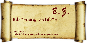 Bársony Zalán névjegykártya